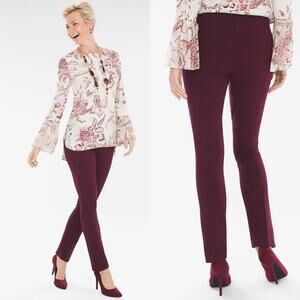 Chico's So Slimming Petite Juliet Straight-Leg Pants Maroon/Wine Size 00P [2P]